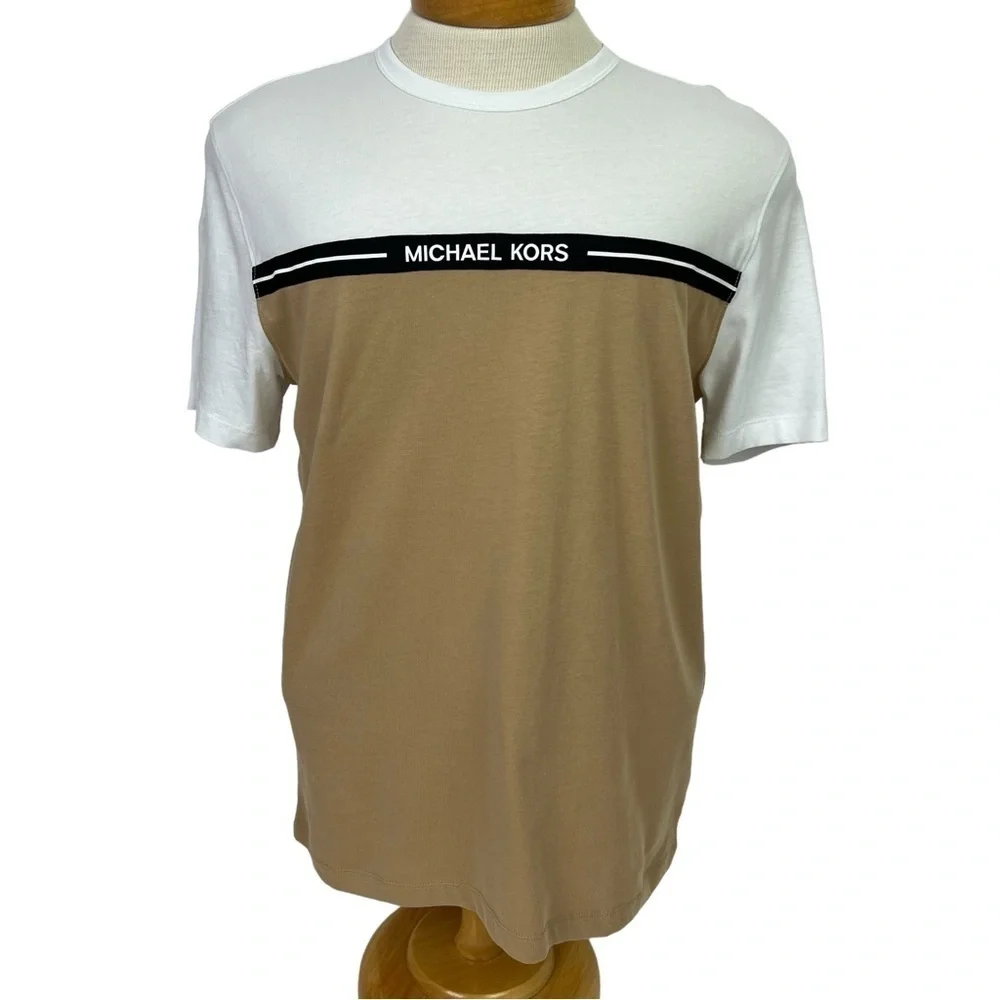 NWT Michael Kors Men’s Crew Neck Shirt Sz Medium Multi Colors Short Sleeves - Picture 2 of 12